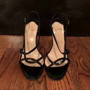 Christian Louboutin Black Patent Sandal Size 7.5